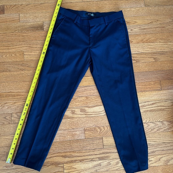 Navy dress pants with thin black stripe down outside of leg. - Picture 5 of 5